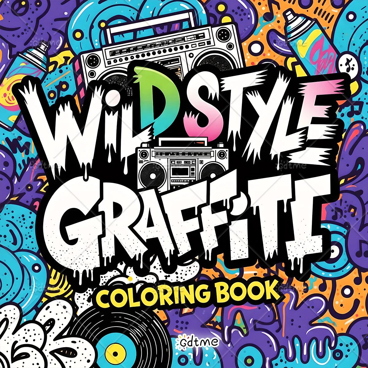 Wild Style Graffiti Coloring Book for Adult Featuring Old Woman Portrait DIY Painting Drawing Book for Relaxation and Anxiety