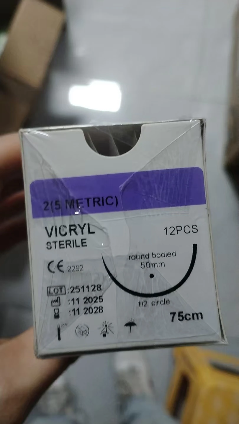 CE 75cm PGA Vicryl PGLA910 Surgical Suture Nylon Silk Polypropylene Polyester Veterinary Human Surgical Suture