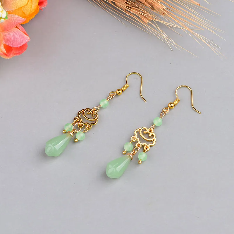 Temperamental Simple Coloured Glaze Water Drop Pendant Earrings Cheongsam Hanfu Ancient Costume Jewelry Accessories