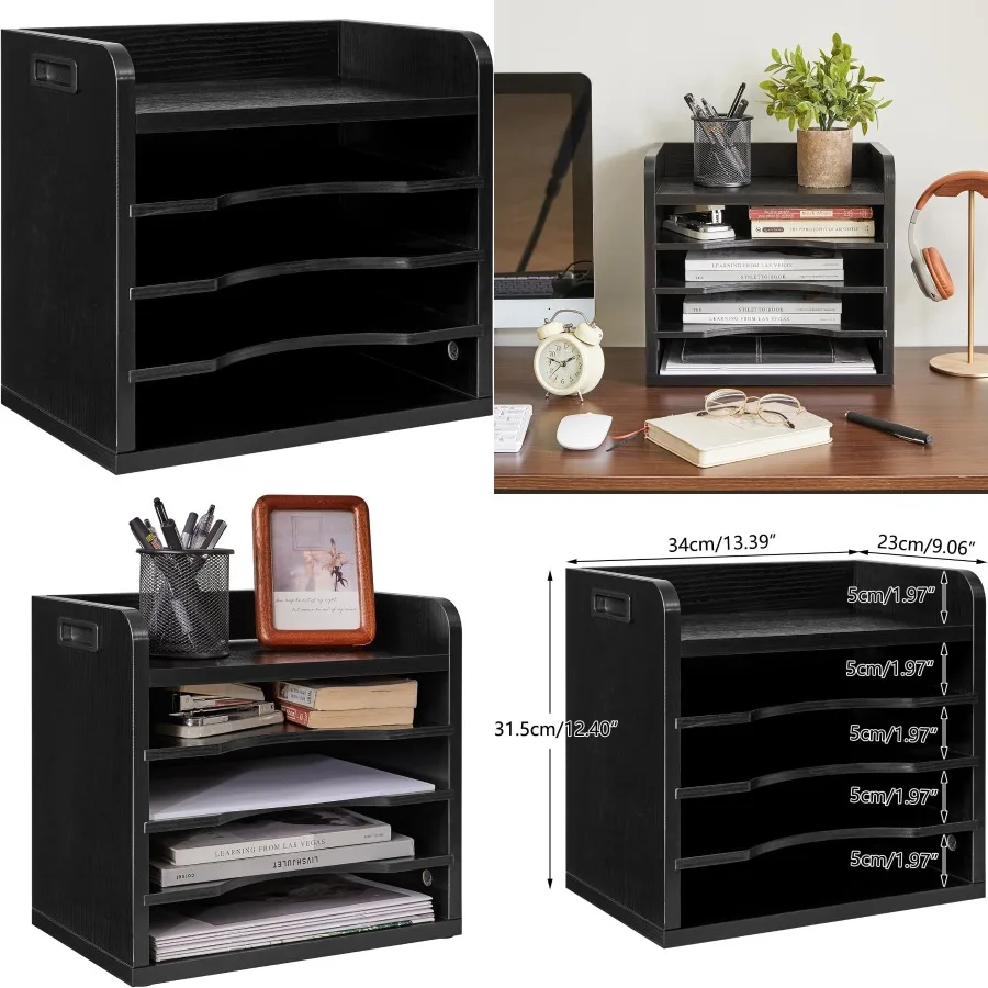 

Настольный органайзер для файлов с ручкой для документов, писем, почтой, сортировщик с 3 регулируемыми полками и 5-ярусным держателем для бумаги