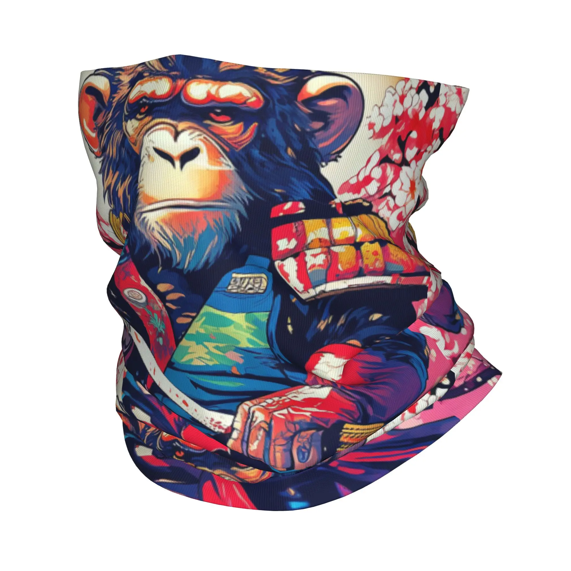 Ninja Monkey Print Bandana Neck Gaiter Printed Wrap Scarf Warm Balaclava Cycling For Men Women Adult All Season