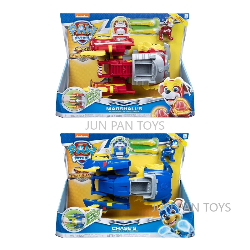 Nickelodeon Paw Patrol Mighty Pups Super Paws Marshall Chase’s Powered Up Fire Engine Transforming Vehicle Boy Children Toy Car