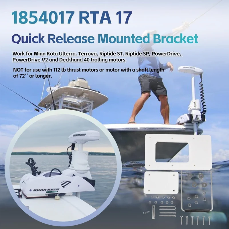For Minn Kota Quick Release Bracket RTA 17 1854017  for Riptide Electric Steer Trolling Motor Mount Plate, White