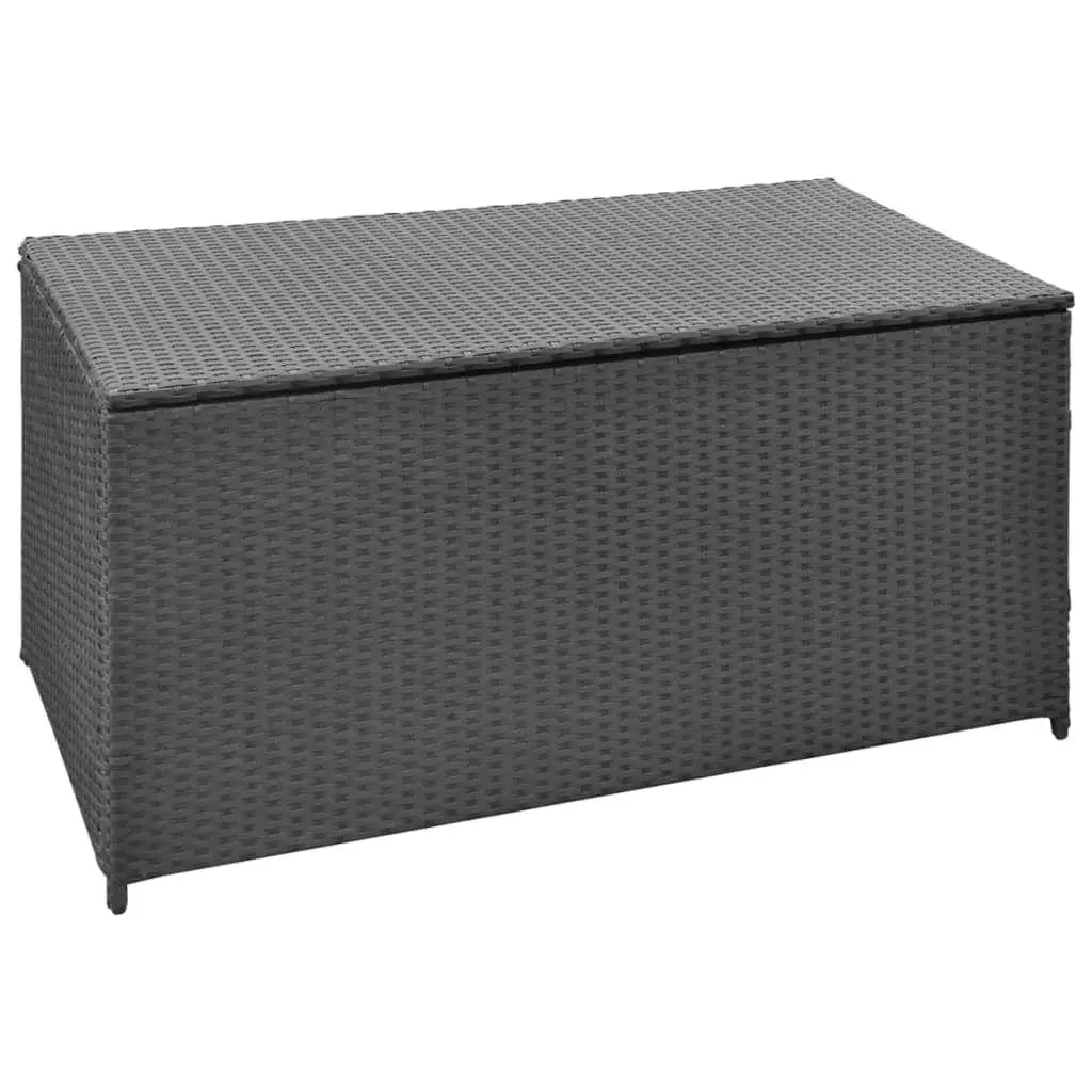 120x50x60cm Black Poly Rattan Garden Storage Box - Weatherproof Outdoor Organizer