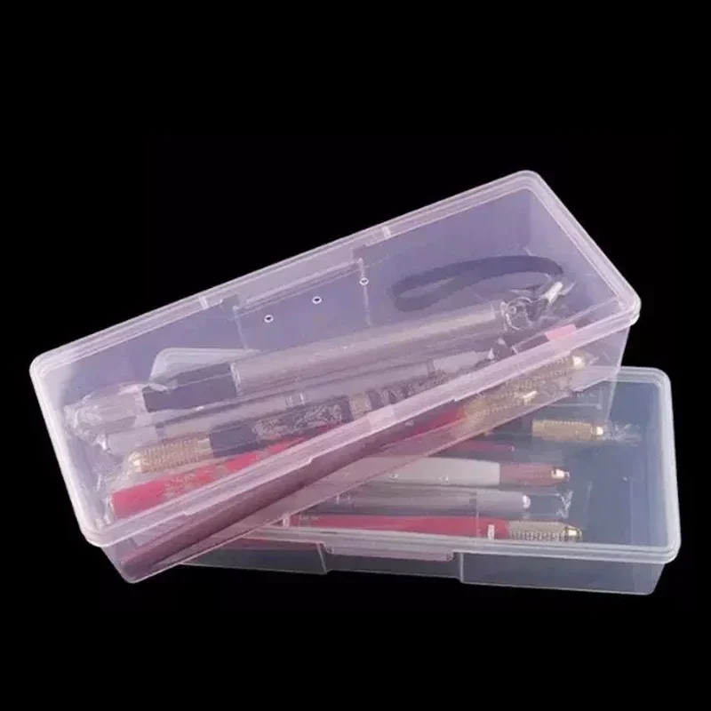 1pcs Plastic Storage Box Nail Art Rectangle Nail Rhinestone Brush Pen Buffer Grinding Files Container Case Transparent Empty Box