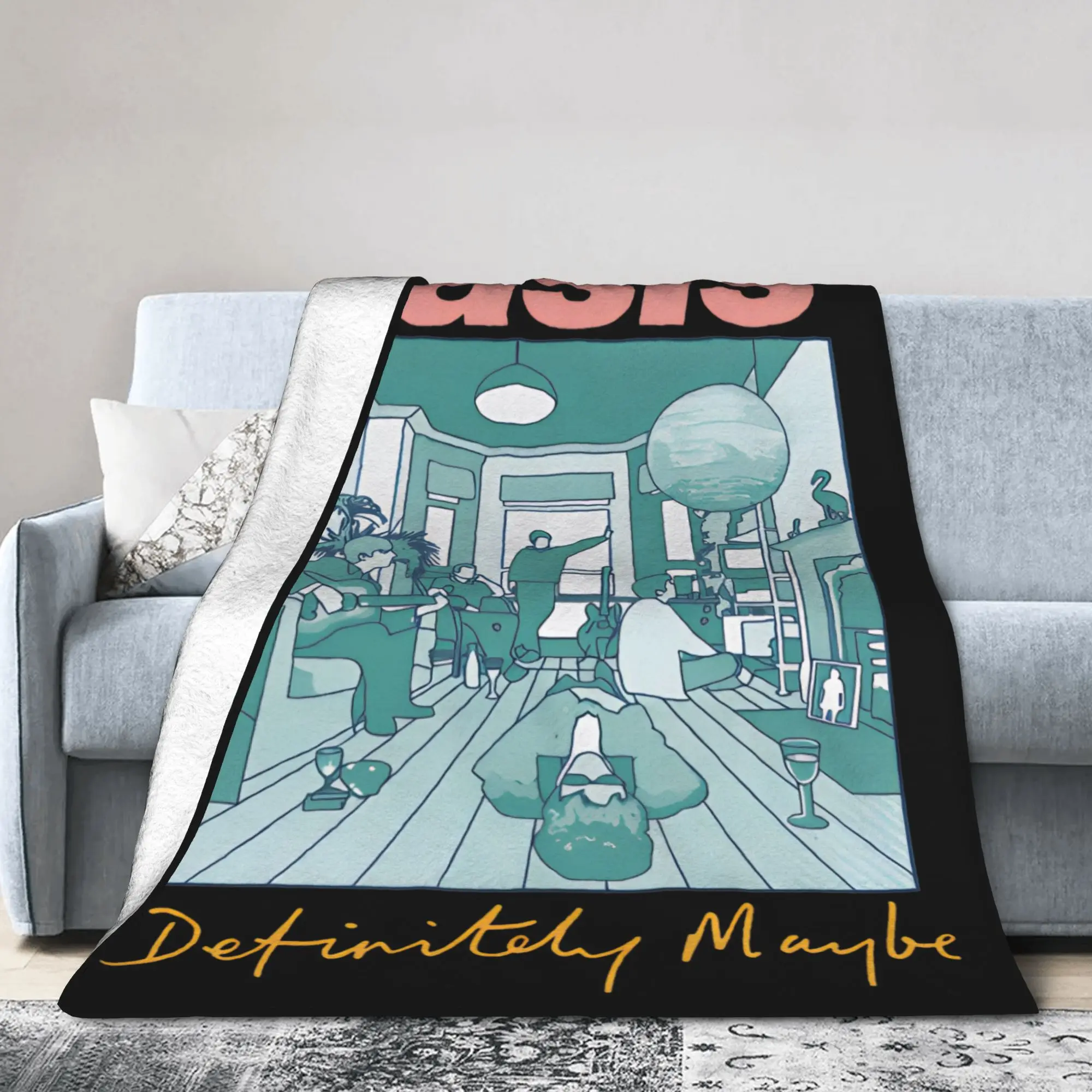 Definitely Maybe Artwork Band Flannel Throw Blanket O-Oasis Blankets for Home Office Ultra-Soft Bed Rug