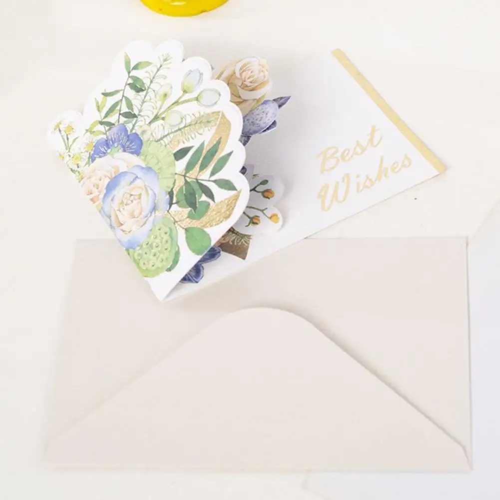 1 Набор 3D цветок благословение открытка с конвертом складные с наилучшими пожеланиями Сделай Сам рукописное письмо поздравительные открытки праздничные товары