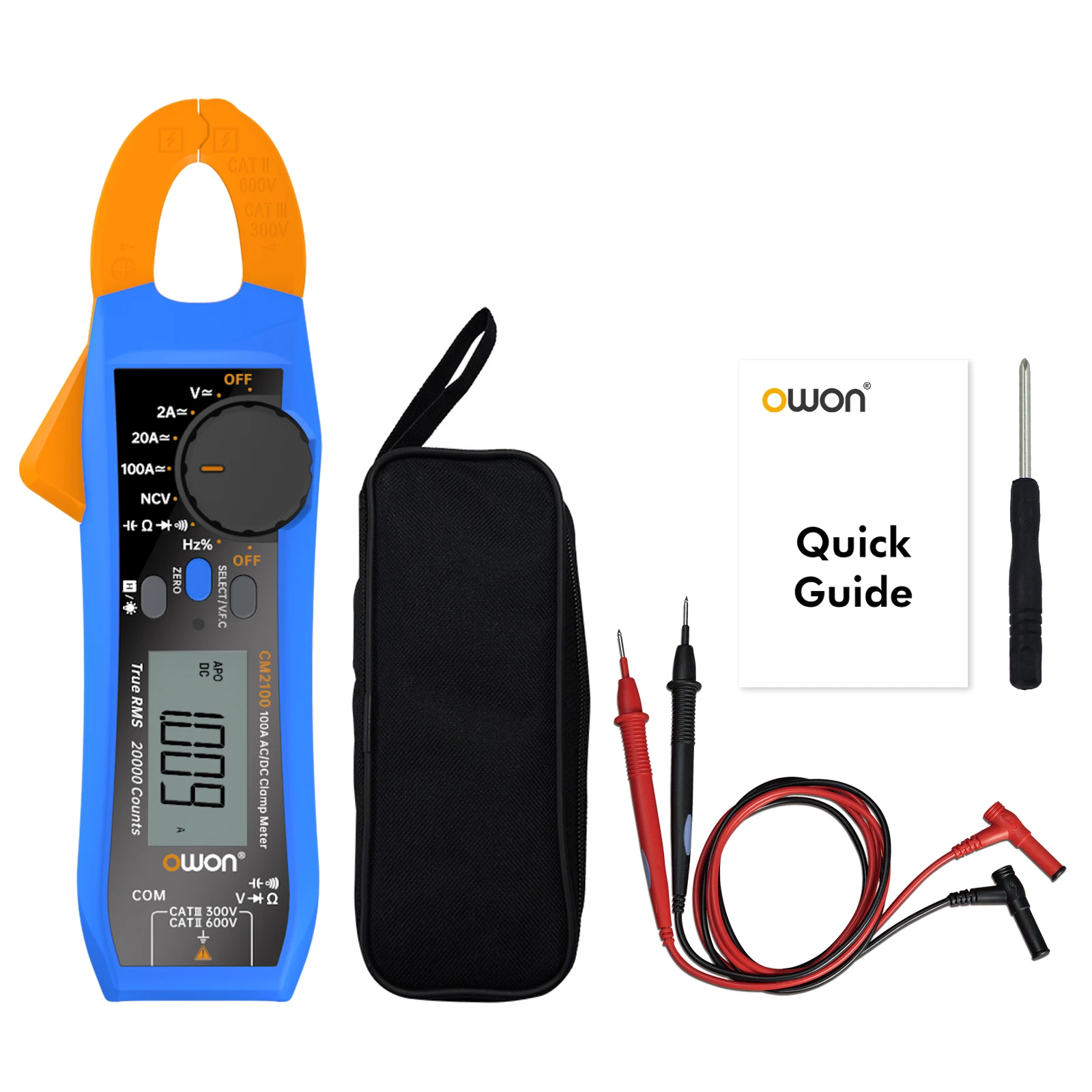 OWON CM2100 Digital Electrical Tester 100Amp 600V Smart AC/DC Clamp Meter True RMS VFC diode Multimeter