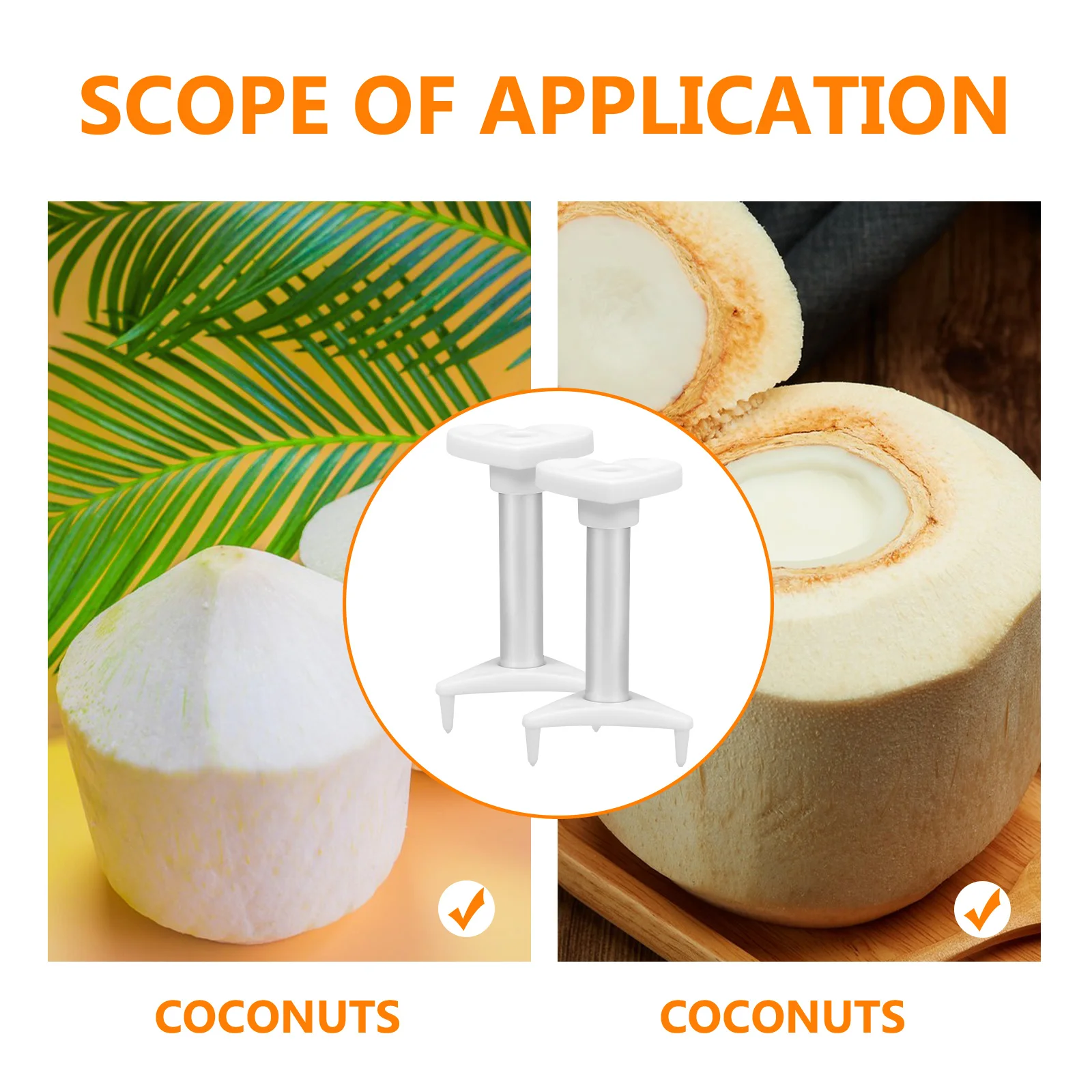 

2Pcs Portable Coconuts Opener Tool Manual Puncher Lightweight Kitchen Gadget Fruit Opener Coconuts Tool