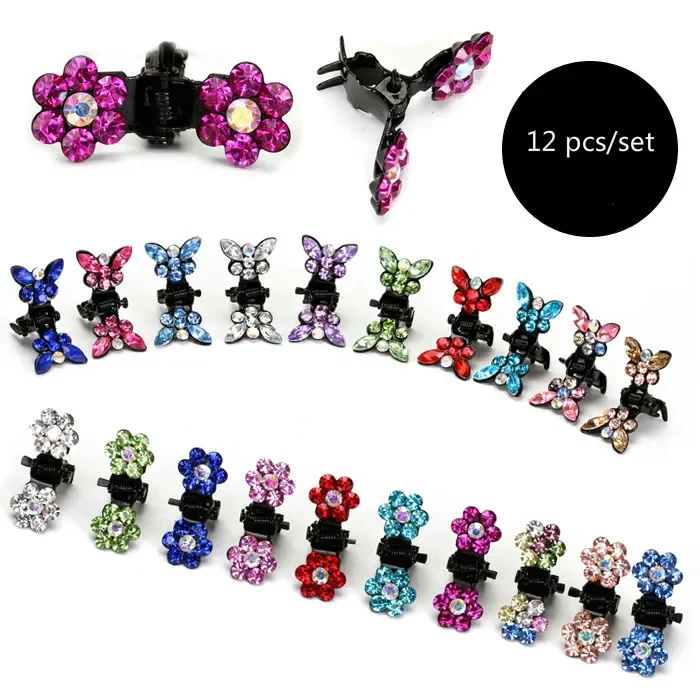 Hair Accessories 6pcs / Many Girls Sweet Crystal Rhinestone Flowers Mini Hair Claw Clip Hair Clip Summer Personality Sweet Pins