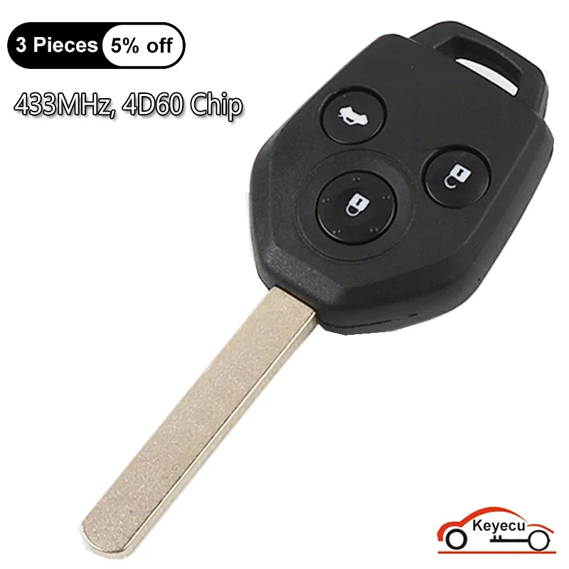 

KEYECU 3 Buttons 433MHz 4D60 Chip for Subaru Forester Outback 2011 2012 Auto Remote Control Key Fob Replacement