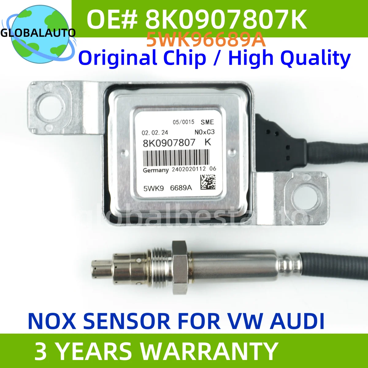 

8K0907807K 5WK96689A High Quality New Nox Sensor Fits For Volkswagen Touareg 2011-2016 3.0L V6 Diesel 5WK96689