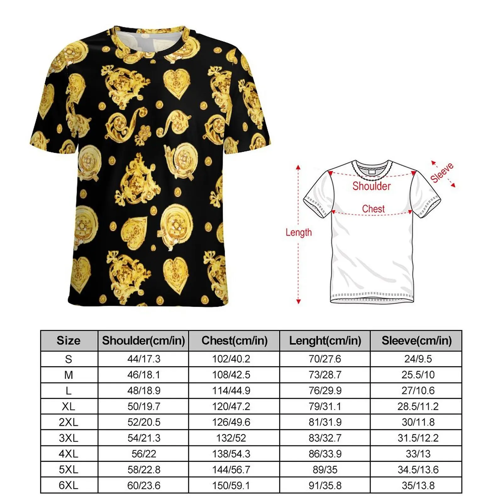 Man Metallic Gold T Shirt Metal Print Harajuku T Shirts Short Sleeves Graphic Tshirt Cheap Summer Casual Big Size Top Tees