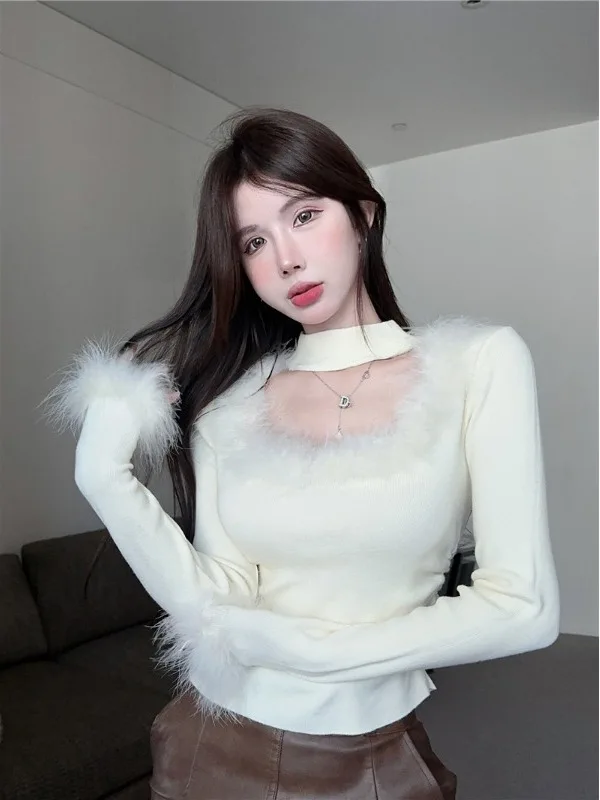 Design Sensation Sweet And Spicy Plu ort Sve Long Nebone Slim Fit Top mit quadratischem Kragen Damen Base irt Trendy Sle