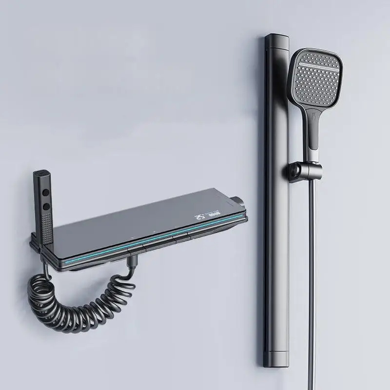 

Латунный умный дисплей температуры, душевой набор, смеситель для ванны, смеситель для ванной комнаты, смеситель для горячего и холодного душа, настенное крепление