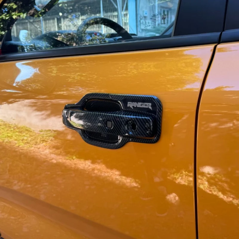 

Fit for Ford Ranger 2023 2024 2025 Exterior Door Handle Cover Bowl Mat ，ABS Carbon Fiber Black Accessories