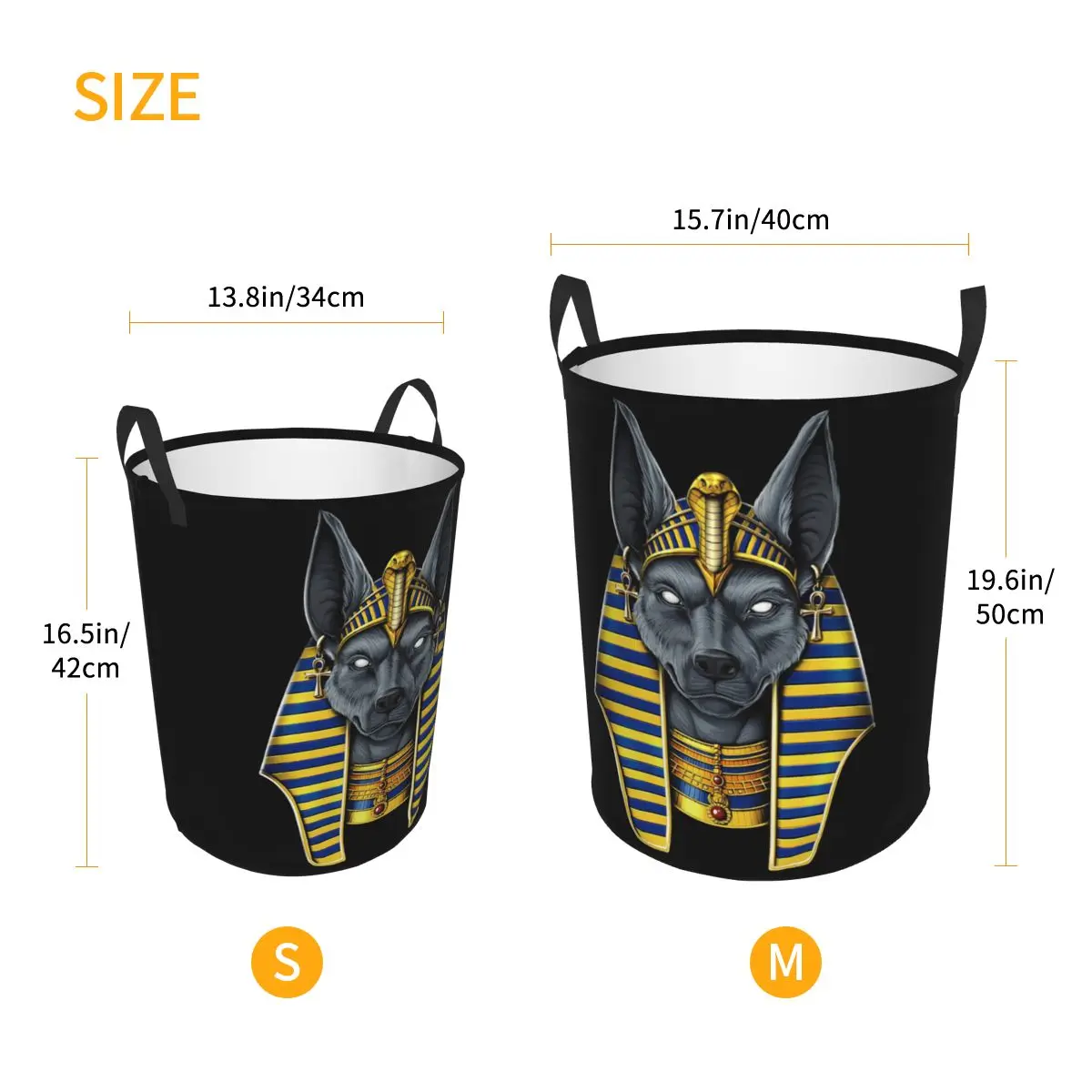 Egyptian God Anubis Foldable Laundry Baskets Dirty Clothes Toys Storage Basket Home Organizer Box view 3