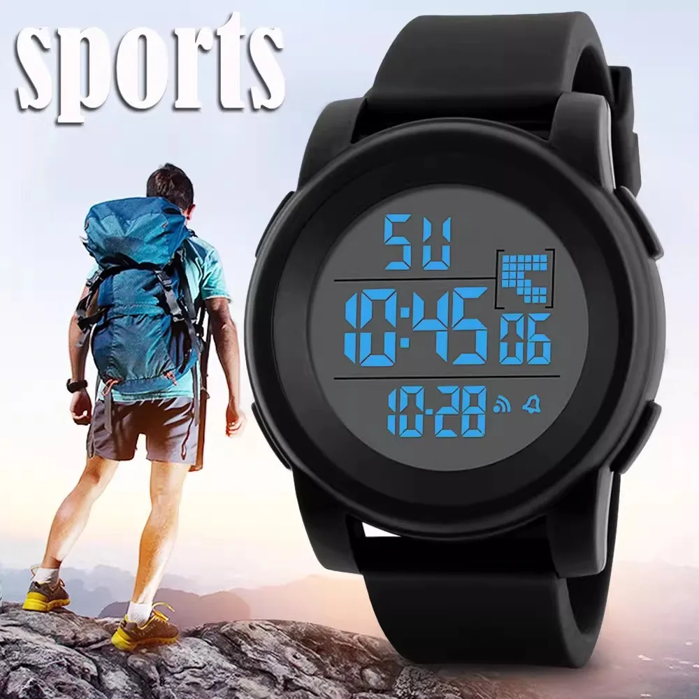Fashion Student Electronic Watch Unisex Sport Watch Multifunction Military Sports Waterproof Luminous LED Digital Men Big Dial