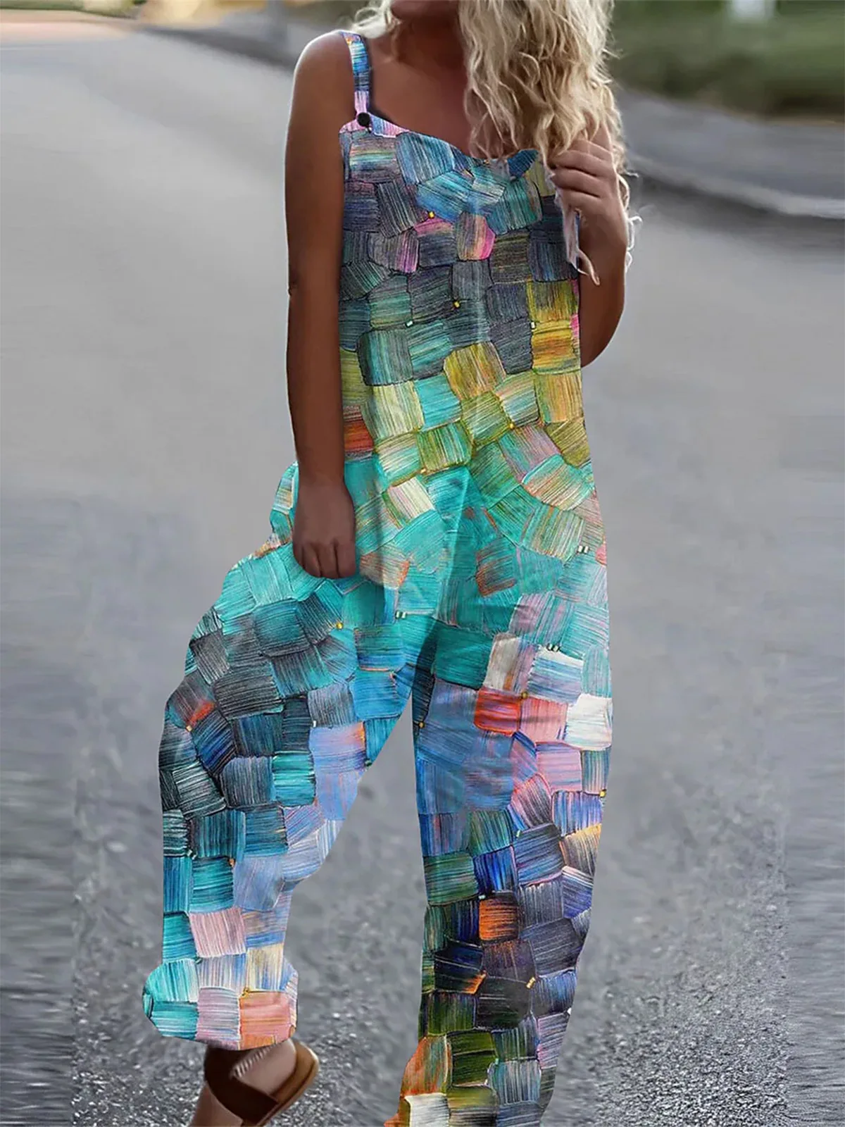 Vestido largo de algodón con tirantes para mujer, pantalones de marca de moda, estampado de moda urbana, cintura media, cáñamo blanco de algodón,