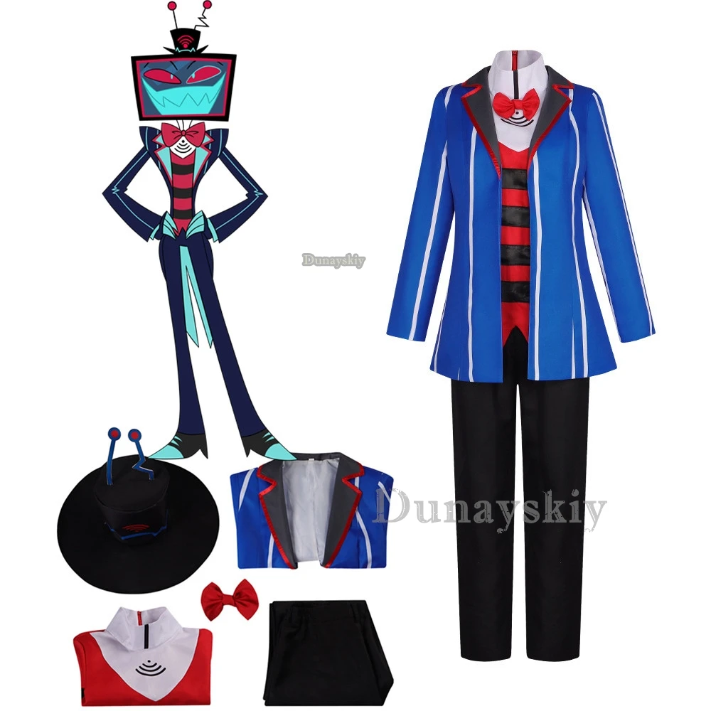 Costume de Cosplay Hôtel Tyx pour Homme, Uniforme Imbibé, Tenue d'Halloween, Carnaval, Noël, Bleu Rouge