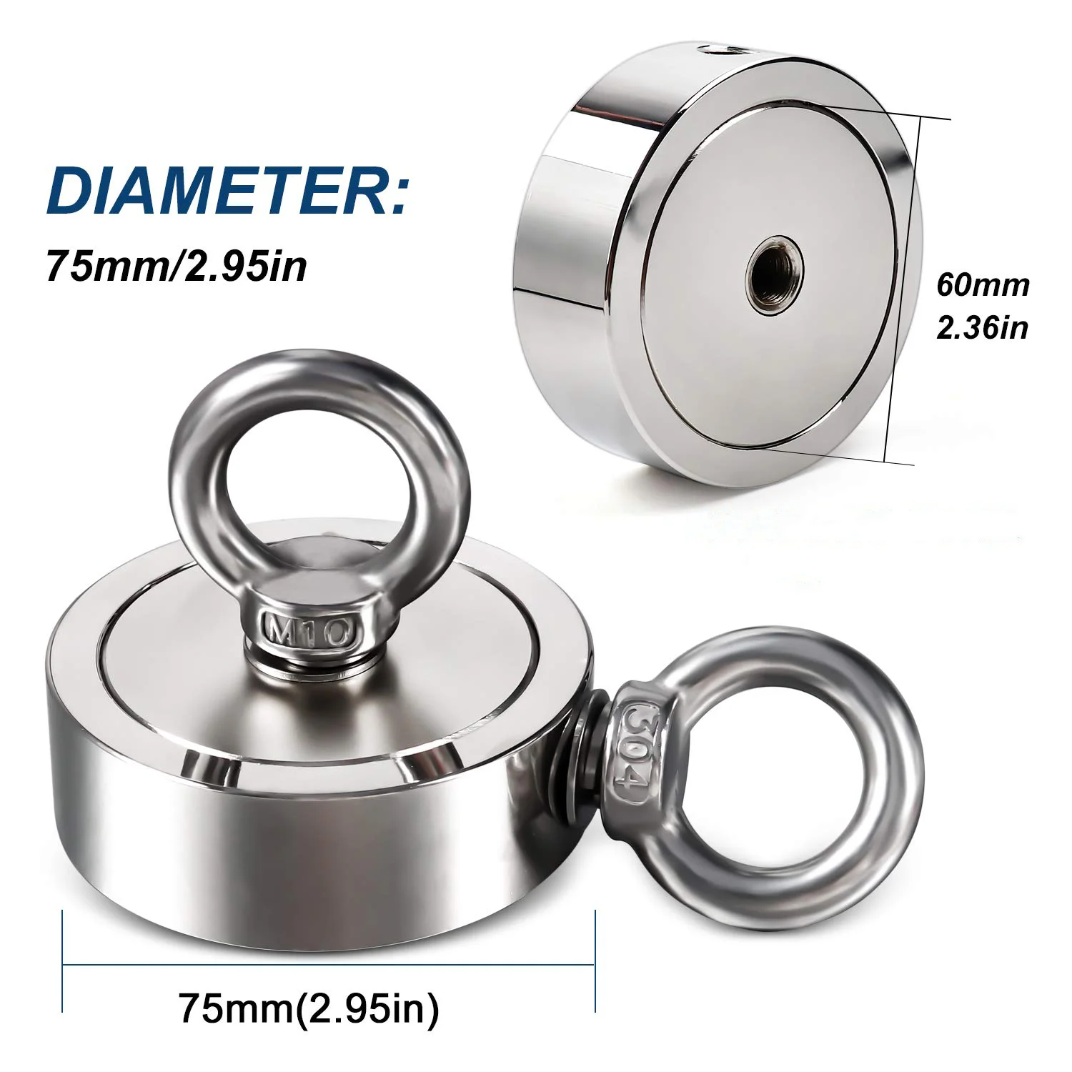 Double Sided Neodymium Fishing Magnet, Strong Pulling Force, Super Strong Fishing Magnet, Perfect for Retrieving in River