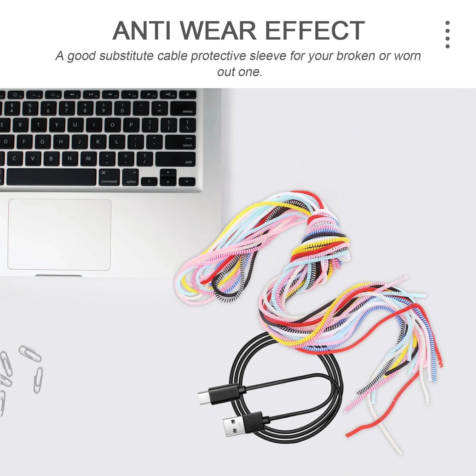

12Pcs Data Cable Protector Spiral Sleeve Durable Wire Wrap Cord Management Flexible Cable Saver for Phone Computer Laptop Mouse