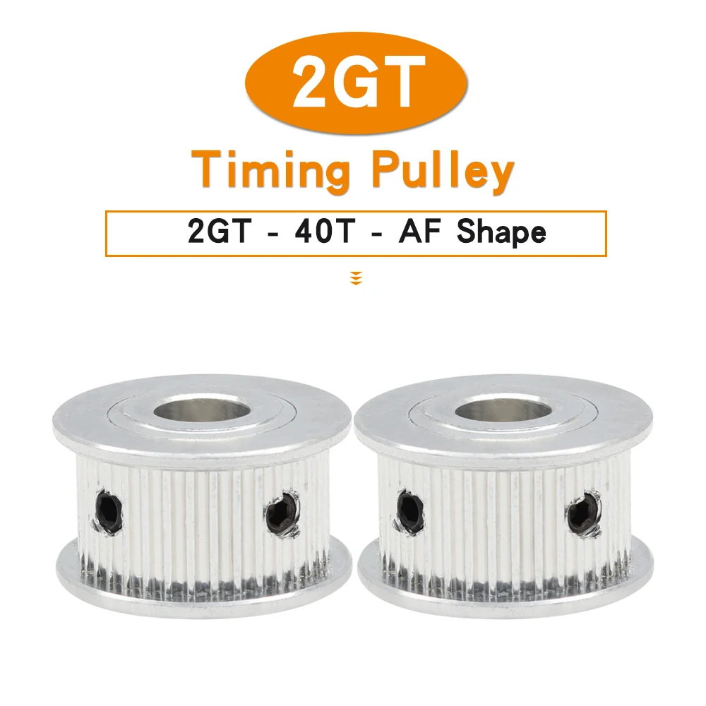 2GT-40T Timing  Pulley Bore 5/6/6.35/7/8/10/12mm AF Shape Alloy Wheels Teeth Pitch 2mm Rubber Belt Width 6/10 mm For 3D Printers