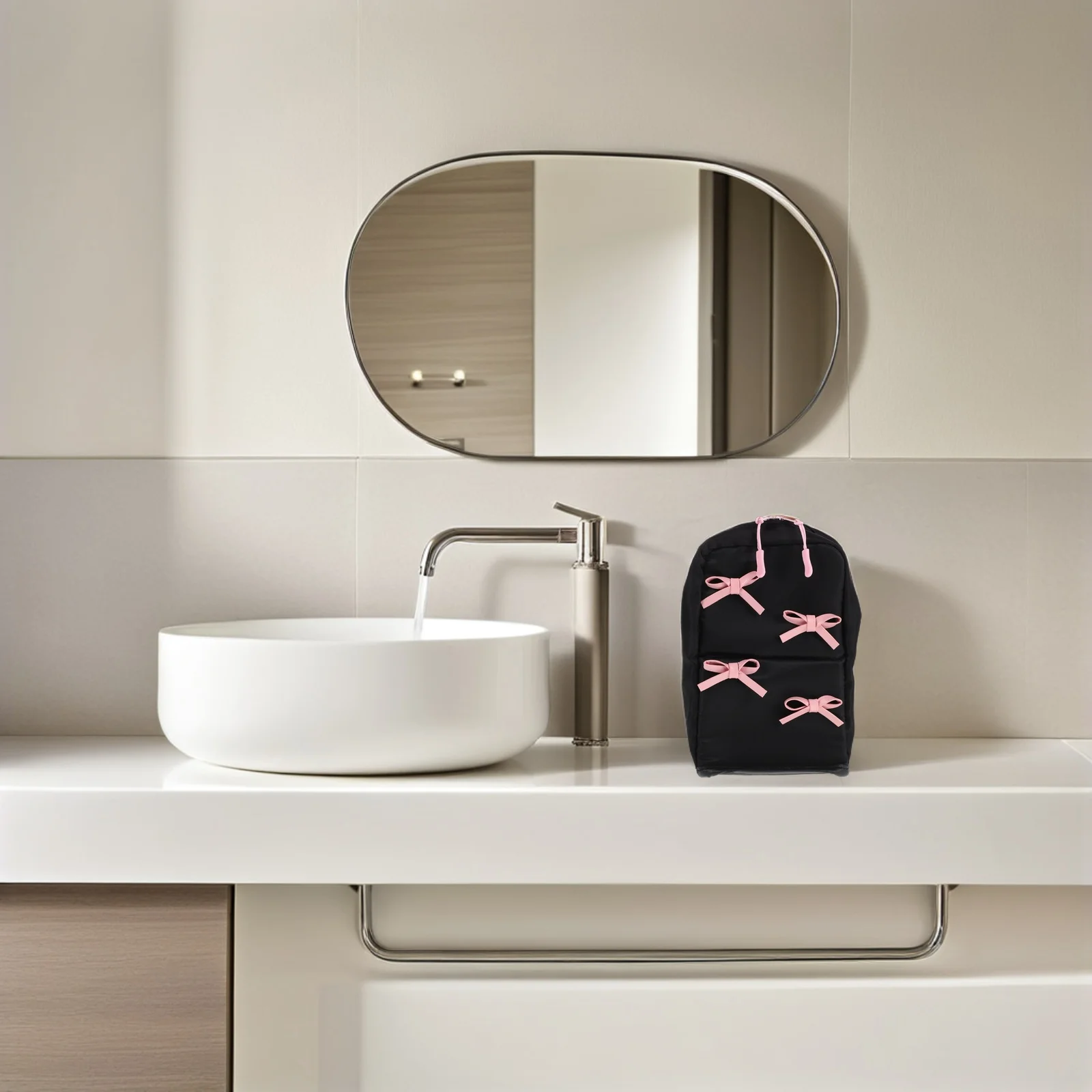 

Large Capacity Makeup Bag Cute Bow Toiletry Organizer Travel Dorm Storage Makeup Pouch Women Woman Toiletry Bag