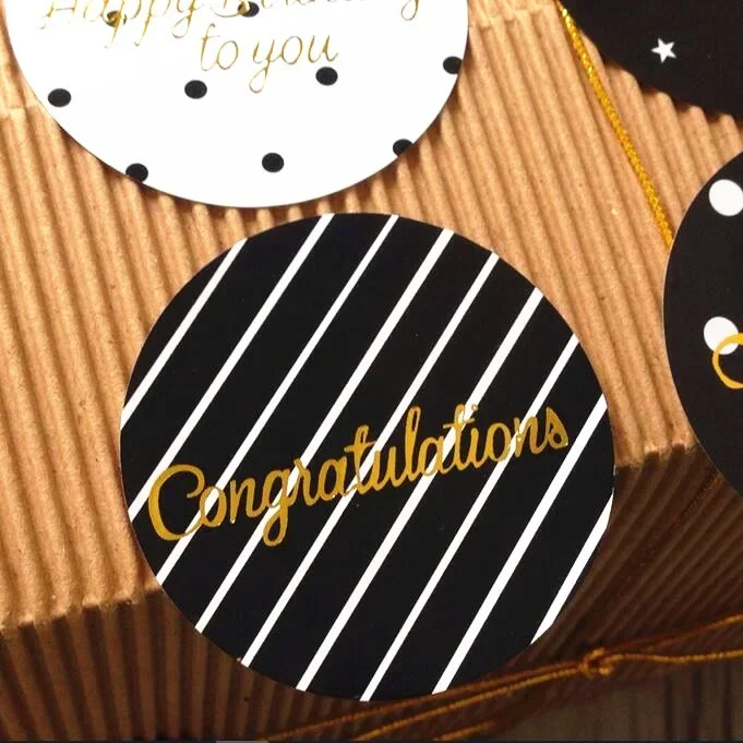 60pcs Gilding Candy Box Decor Style Adhesive Favor Gift Bag Baking Seal Sticker Simple Classic Blessing Words for Party Stickers