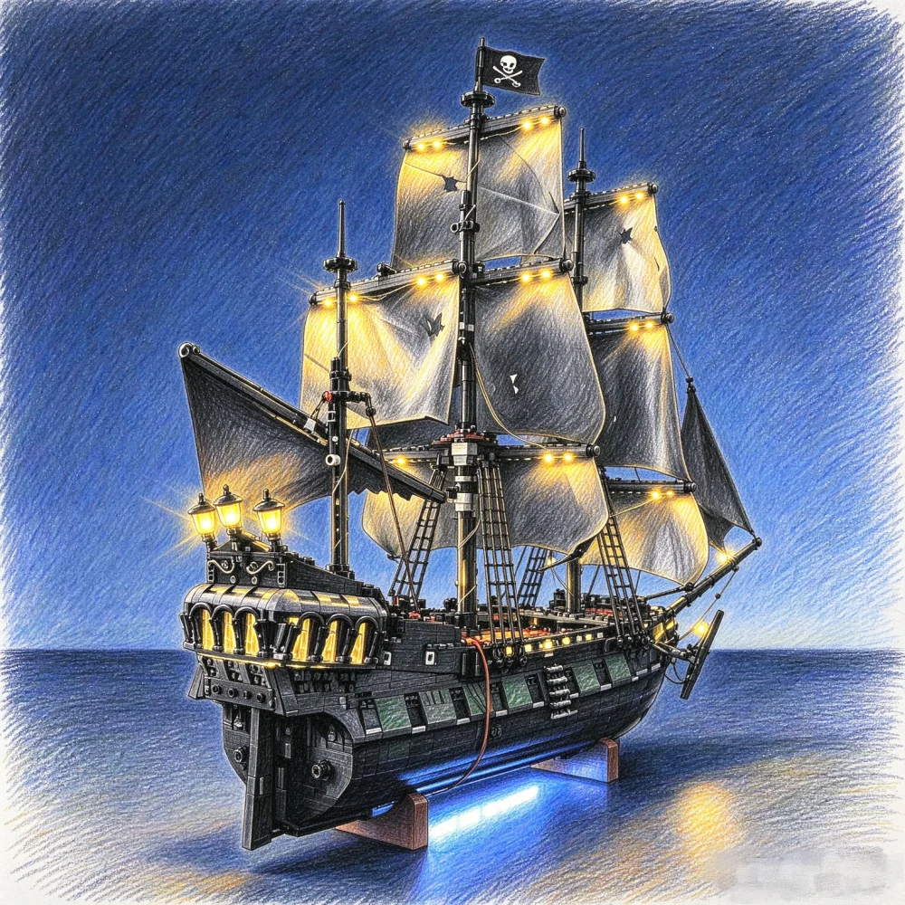 10365 Captain Jack Sparrow Pirate Ship Building Block Decorative Light LED Light Set (Light Only)