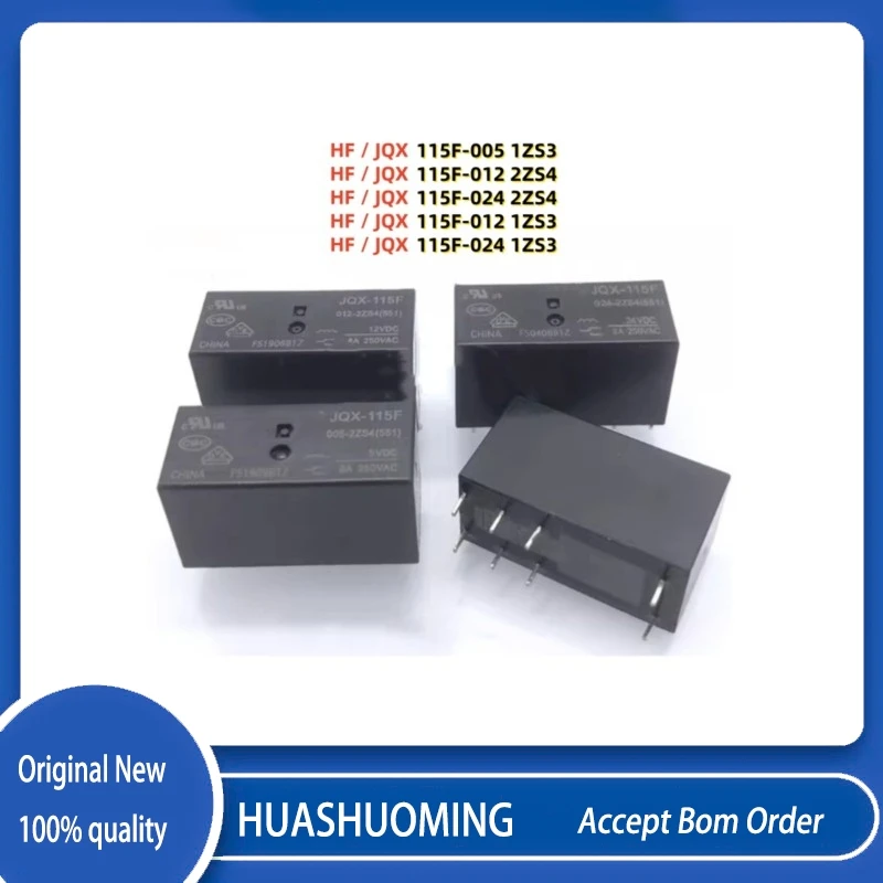 10PCS/Lot  HF115F JQX-115F 005 012 024 2ZS4 551 8A 2CO 5V 12V 24V