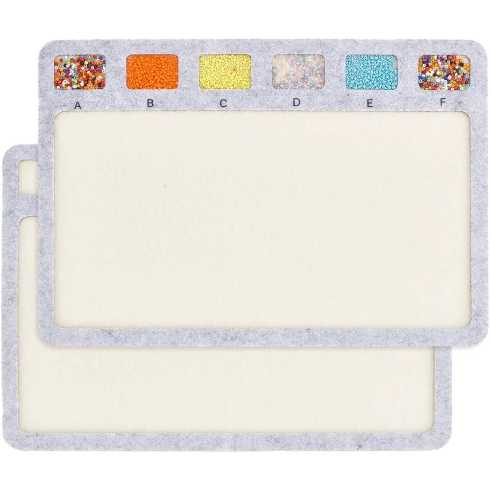 2Pcs Rectangle Felt Bead Design Boards, Small Felt Beading Mat with Alphabetic Scale Beads Tray Bead Pads for Art Crafts Jewelry