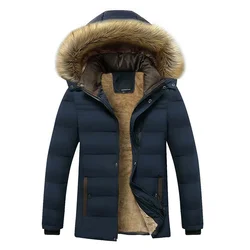 Parka acolchada de algodón para hombre, abrigo cálido con capucha de piel sintética, chaqueta gruesa de lana, rompevientos, informal, a la moda, novedad de invierno
