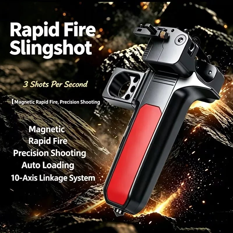 New Portable Adult Practice Launcher - Includes 2 Automatic Magazines - 2 Replacement Elastic Bands - 72 Steel Balls, Suitable for Backyard Training and Outdoor Target Practice