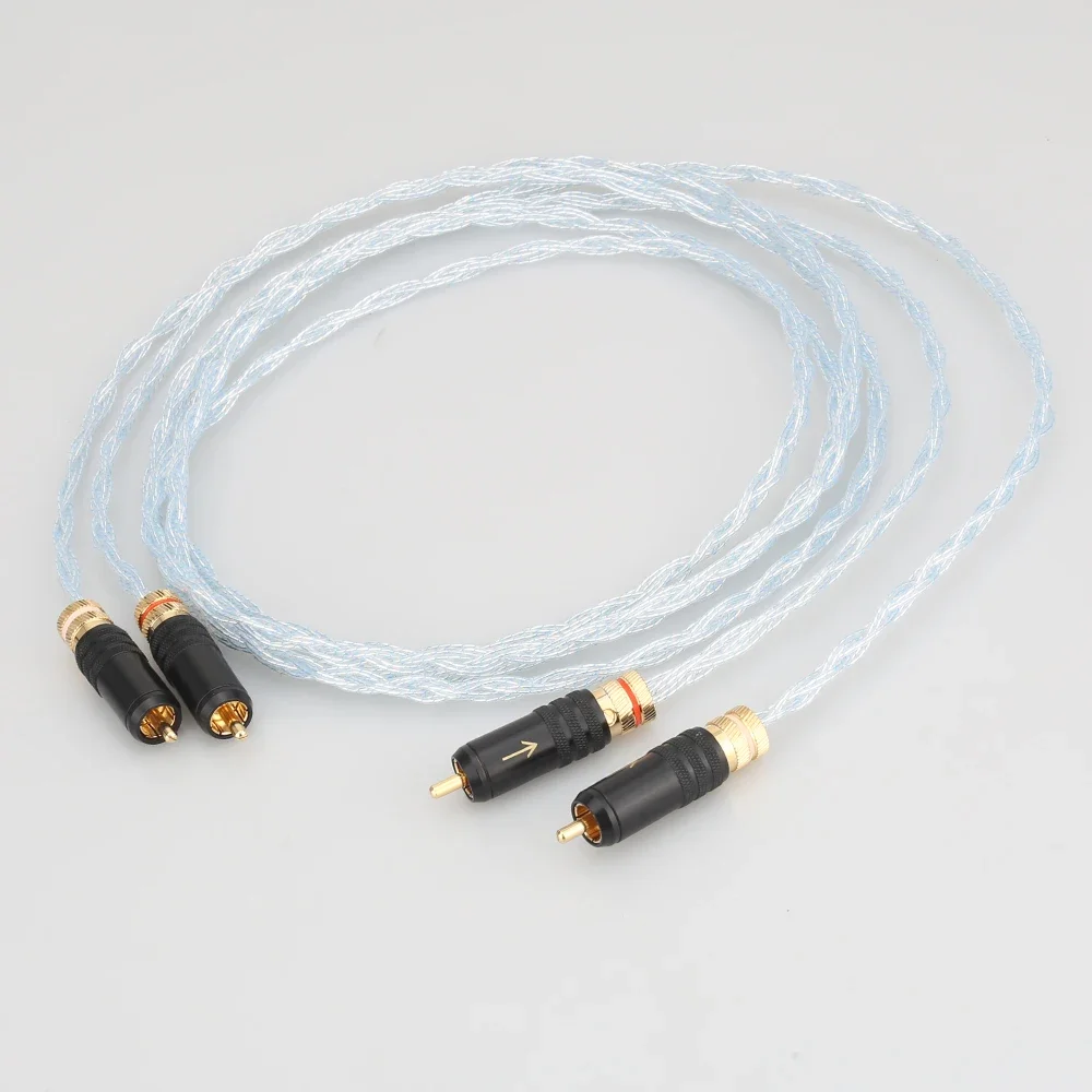 Pair HI-End 8Cores Silver plated RCA Auido interconnect cable  for TV PC Amplifiers DVD Speaker Wire  Phono Cable stereo audio