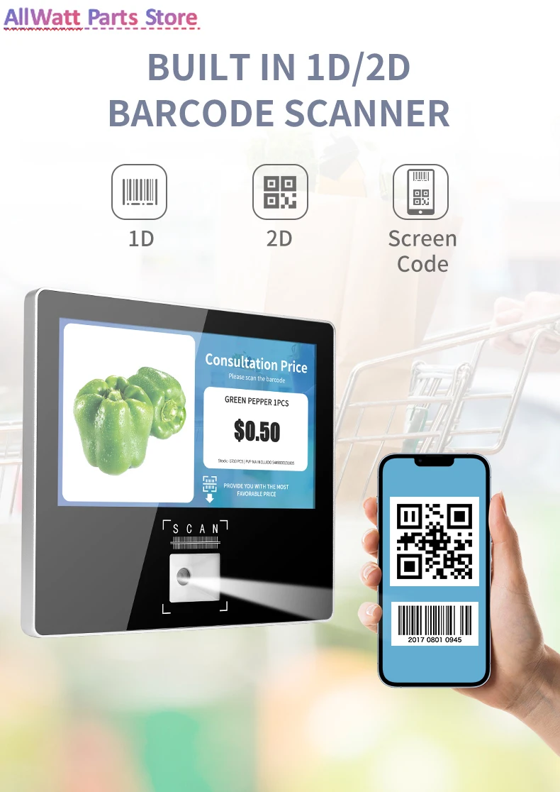 Android Windows 11.6 Inch 2D Fixed Barcode Scanner Module Fixed Mount Embedded 1D QR Code Reader Module for Price Checker