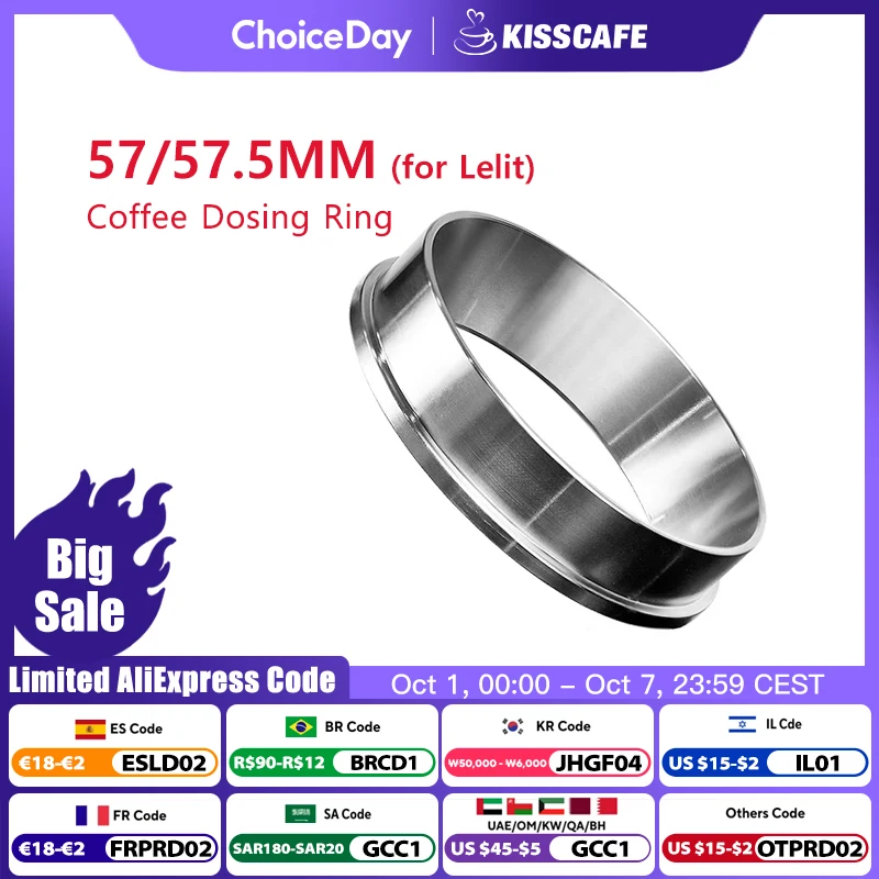 57MM 57.5MM Coffee Dosing Ring 304 Stainless Steel For Lelit Funnel Portafilter Coffee Accessories Espresso Barista Tools