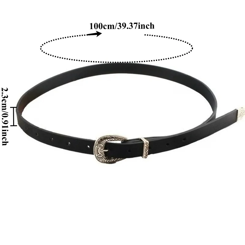 Fashionable European and American-Style Retro Slim Leather Belt—Retro Exquisite and Versatile Trendy Embroidered Belt for Pants