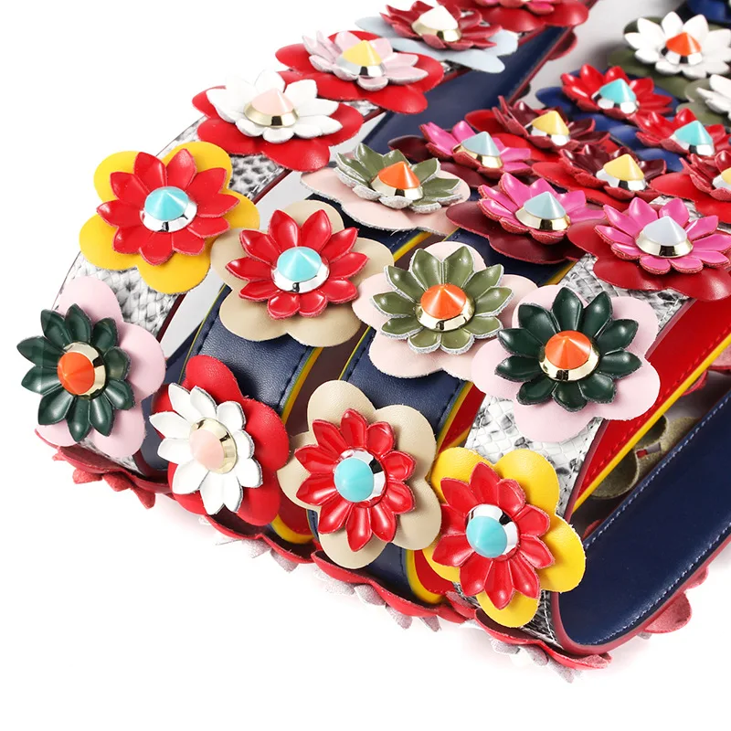 Imagem -03 - Alça de Ombro de Bezerro Genuína para Mulheres Bolsa Bolsa Substituição da Correia Flor Floral Colorida Bolsa Designer para Senhora