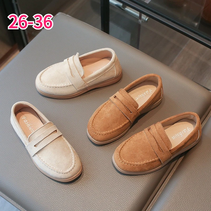 Kids Loafers All‑Season Faux Suede Slip on Anti Slip Soft Sole Children Shoes Breathable Casual Moccasins for Boys Girls Shoes