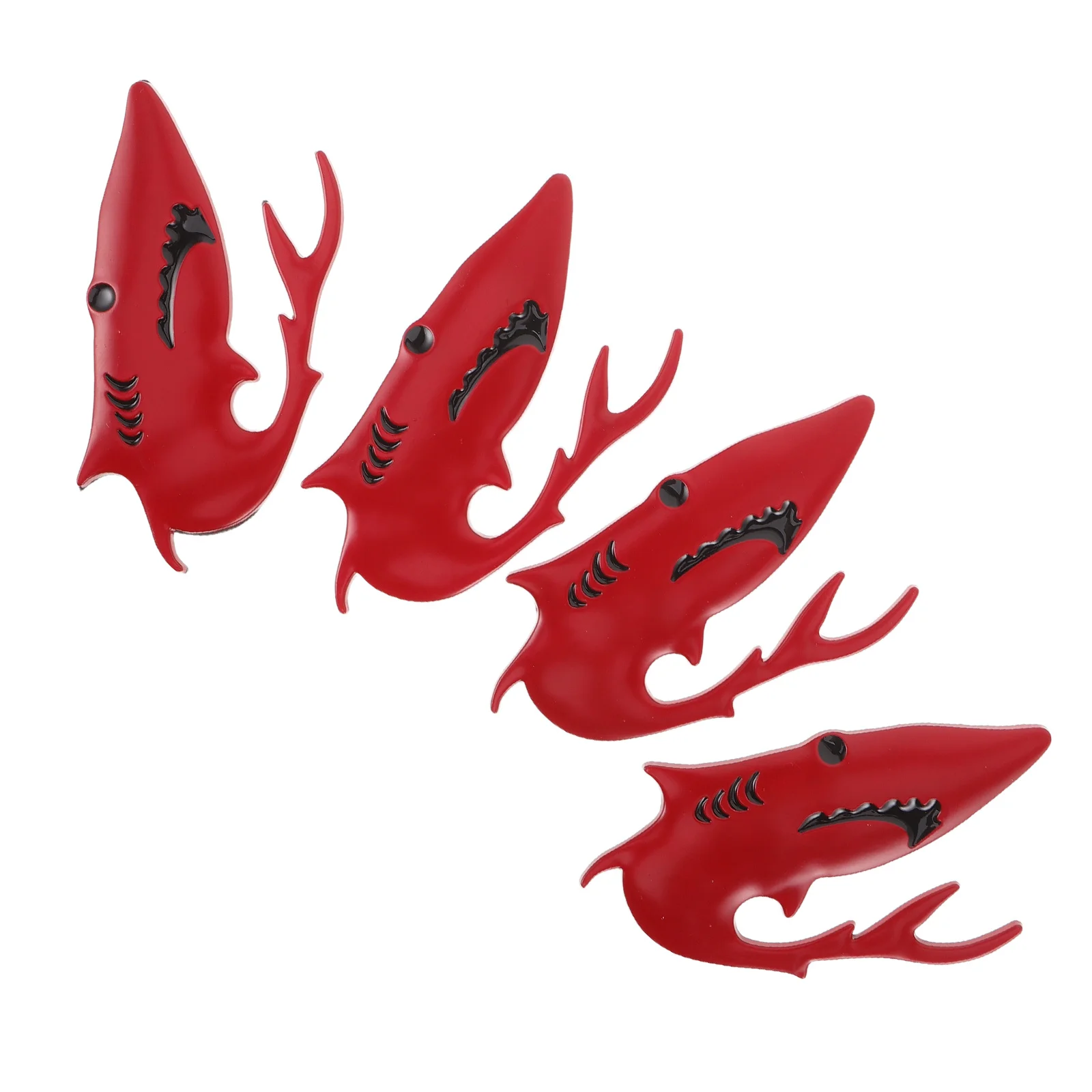 

4pcs Shark Car Emblems Metal 3D Hood Ornament For Trucks Suvs Durable Auto Body Side Decal Sticker - Shark Vehicle Decoration