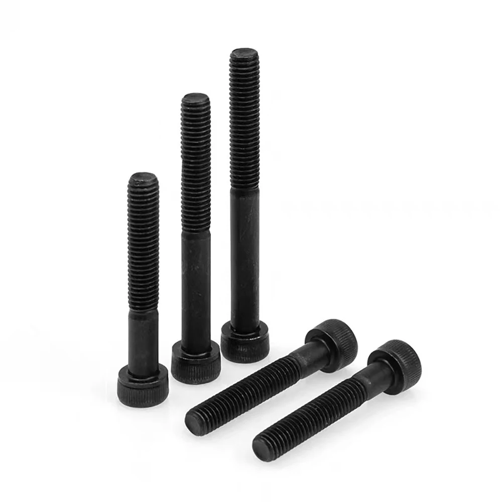 DIN912 Grade 12.9 5# 6# 8# 10# 1/4'' to 1/2'' UNC UNF Black Hex Socket Knurled Cap Head Bolts Allen Key Partial Threaded