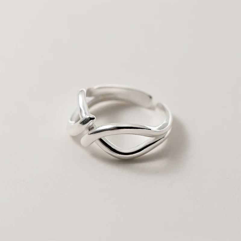 Foxanry Silver Color Lines Crossed Geometric Rings For Women Couples Minimalist Creative Design Sweet Elegant Daily Jewelry Gift