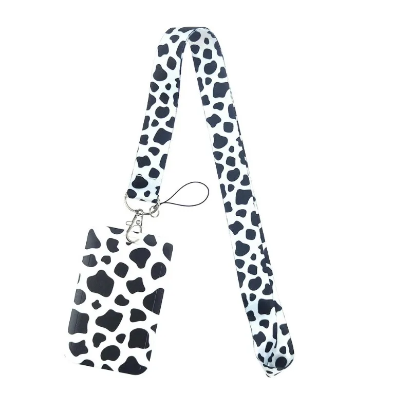 Cute Zebra Cow Pattern ID Card Holder Lanyard Credential Holders Neck Straps Women Badge Holder Keychains Phone Accessories
