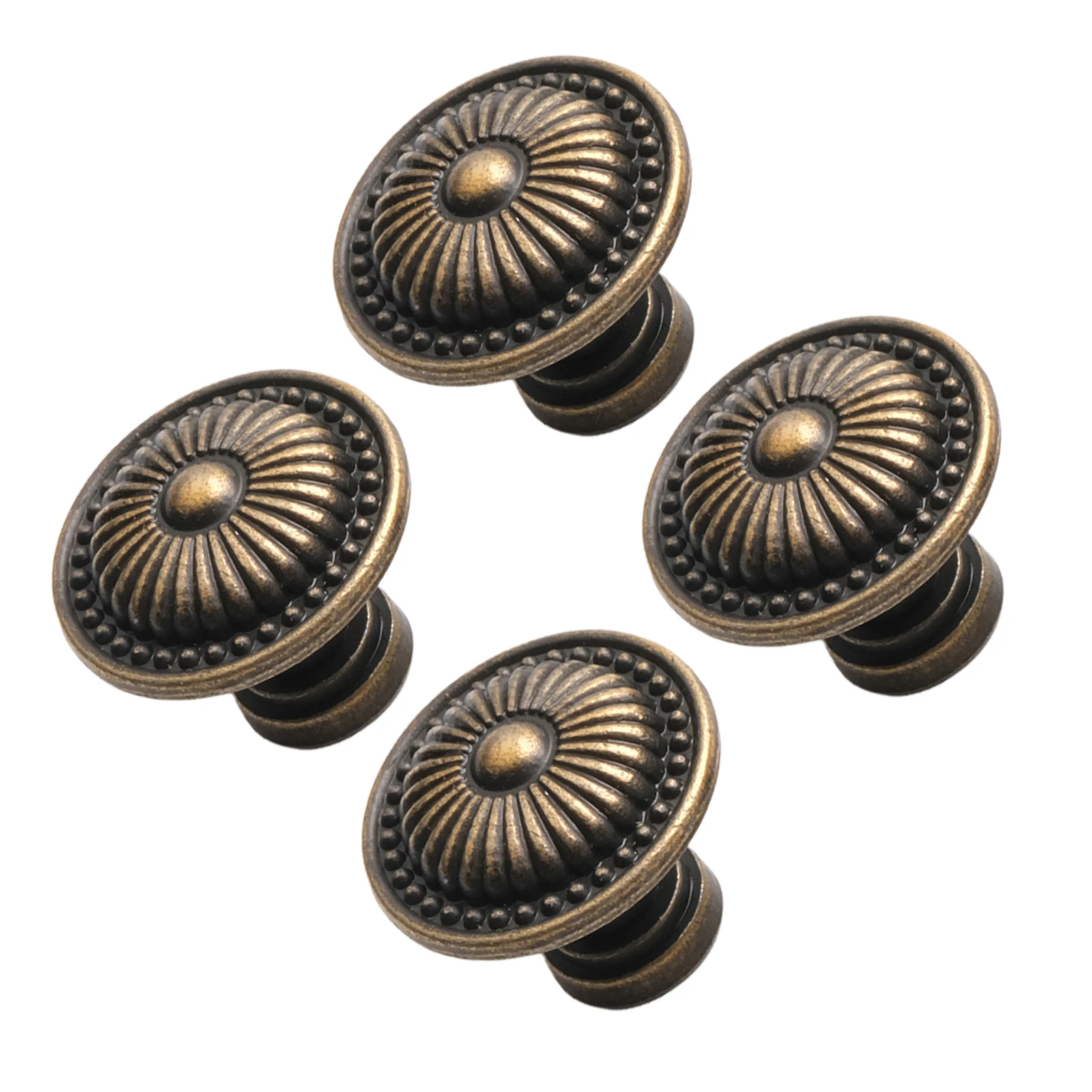 Bronze Zinc Alloy Cabinet Knobs Set of 4 Modern Antique Style Handles for Drawer Wardrobe Chest of Drawers and Storage Bins