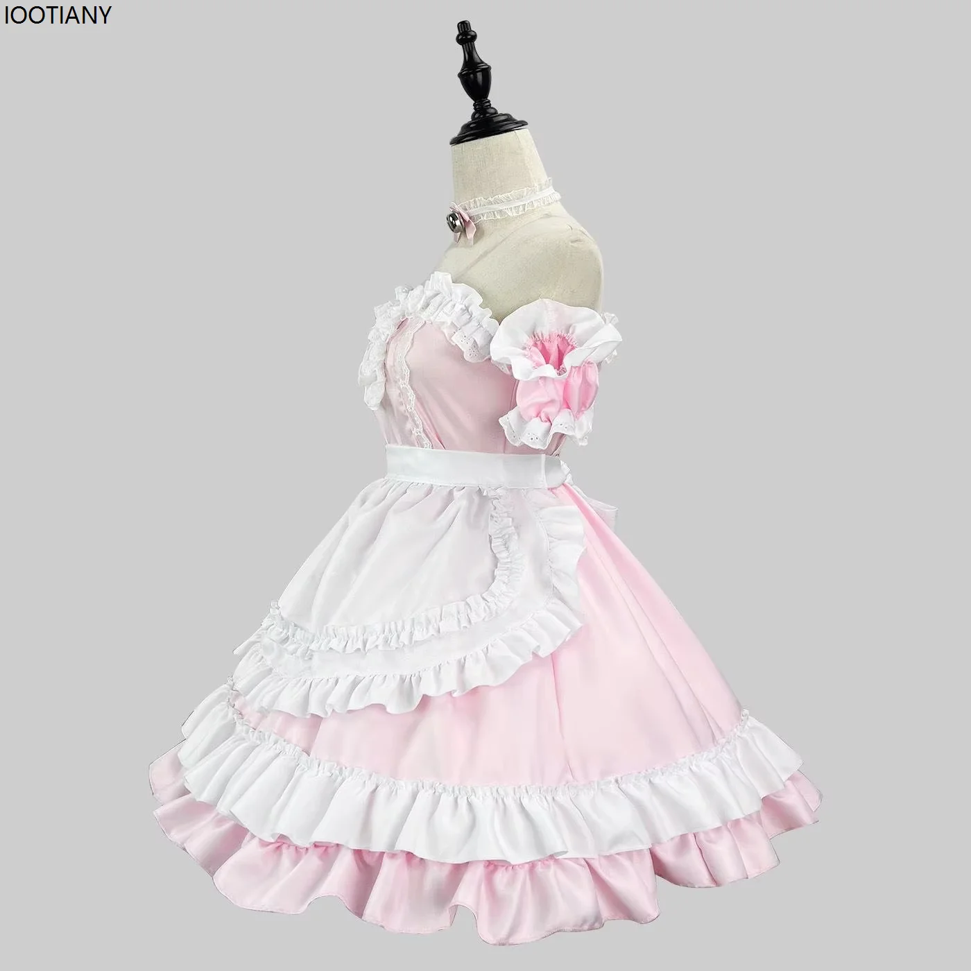 Halloween Vrouwen Sexy Koffie Bediende Cosplay Jurk Met Hoofdtooi Japanse Roze Meid Lolita Kostuum Carnaval Feest Podium Dress Up