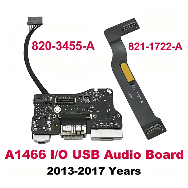 Placa de E/S Original A1466 USB 2013-2017 820-3455-A para Macbook Air 13" A1466 con Conector de Alimentación DC y Cable 821-1722-A