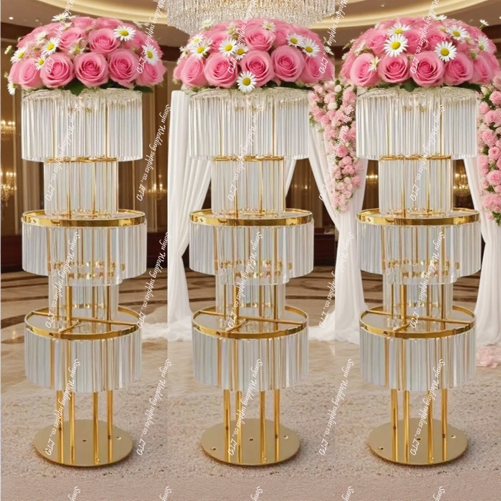 4-10pcs)f30 acrylic floral Flower stand sliver/ Gold Arch Stand Road Lead Acrylic Wedding vase Centerpiece Flower sRack For Even