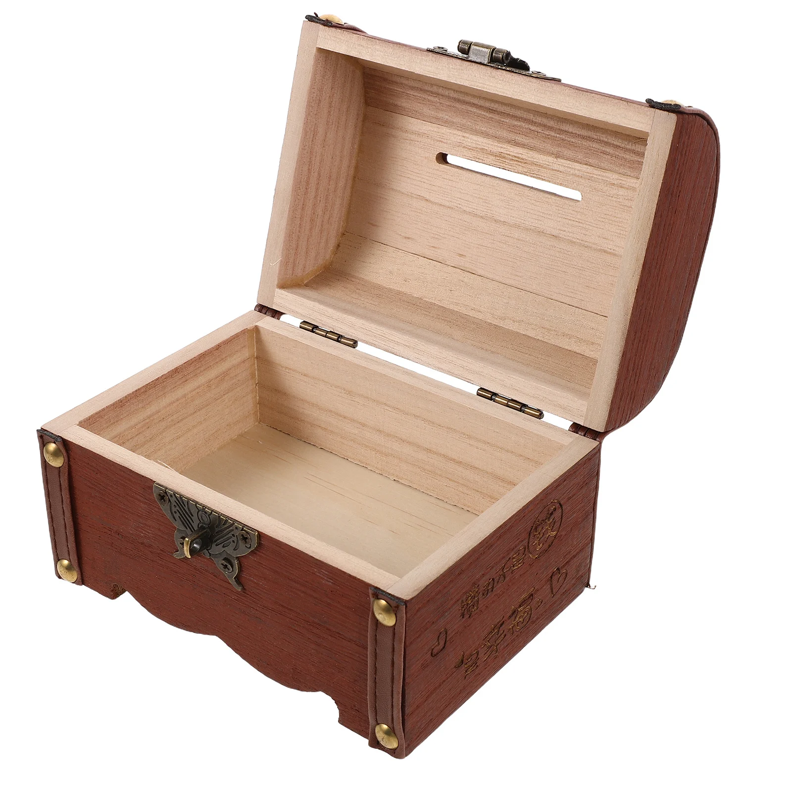 

Small Wooden Lockable Piggy Bank Vintage Treasure Chest Coin Saver Decorative Money Box Wedding Home Gift Wood Money Bank