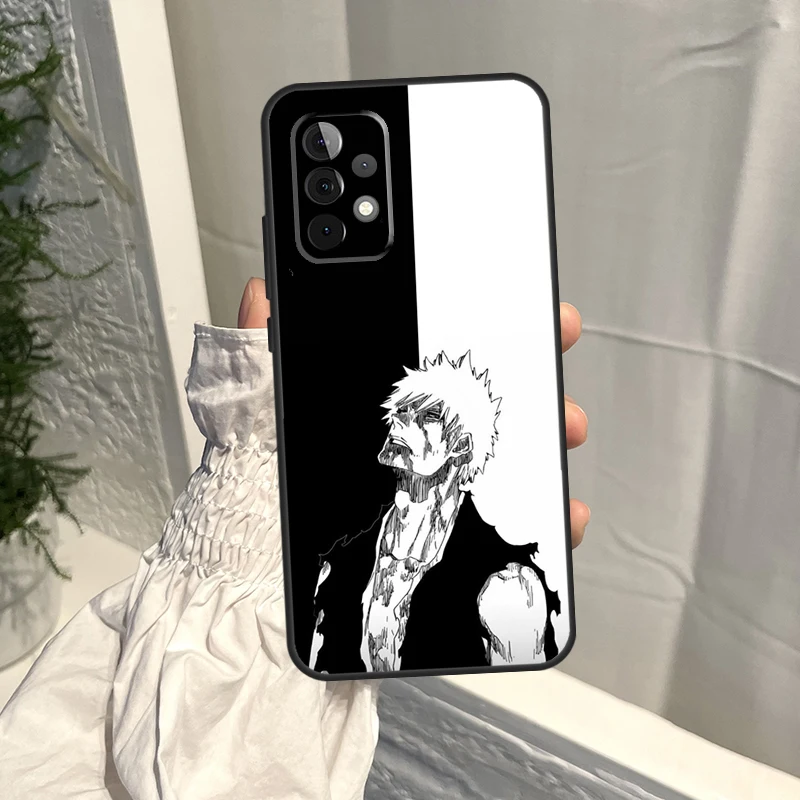 Black White Anime Bleach Case For Samsung Galaxy A54 A34 A12 A32 A42 A52 A13 A23 A33 A53 A73 A50 A51 A71 A14 Cover